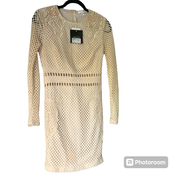Carli Bybel Bodycon dress size 4 cream colored  bodycon crocheted look with lace - Picture 5 of 9